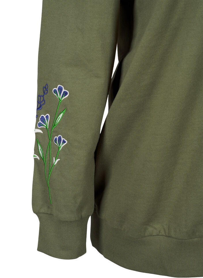 Sweatshirt med broderade blommor, D. L. Green W. emb., Packshot image number 3