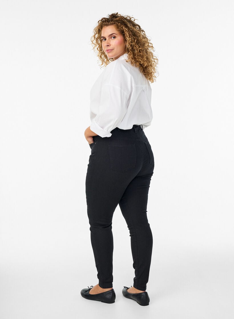 Amy jeans med h&ouml;g midja och supersmal passform, Svart, Model image number 1
