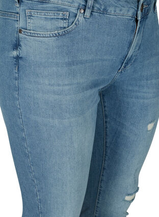 Extra slim Sanna jeans med slitna detaljer, Light blue denim, Packshot image number 2