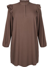 Kort klänning med volanger och glitter, Brun