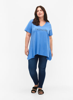 T-shirt i bomull med kort ärmar, Ultramarine HEAVENLY, Model image number 2