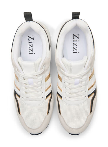 Sneakers med bred passform, White/Gold, Packshot image number 1