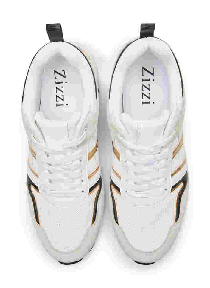 Sneakers med bred passform, White/Gold, Packshot image number 1