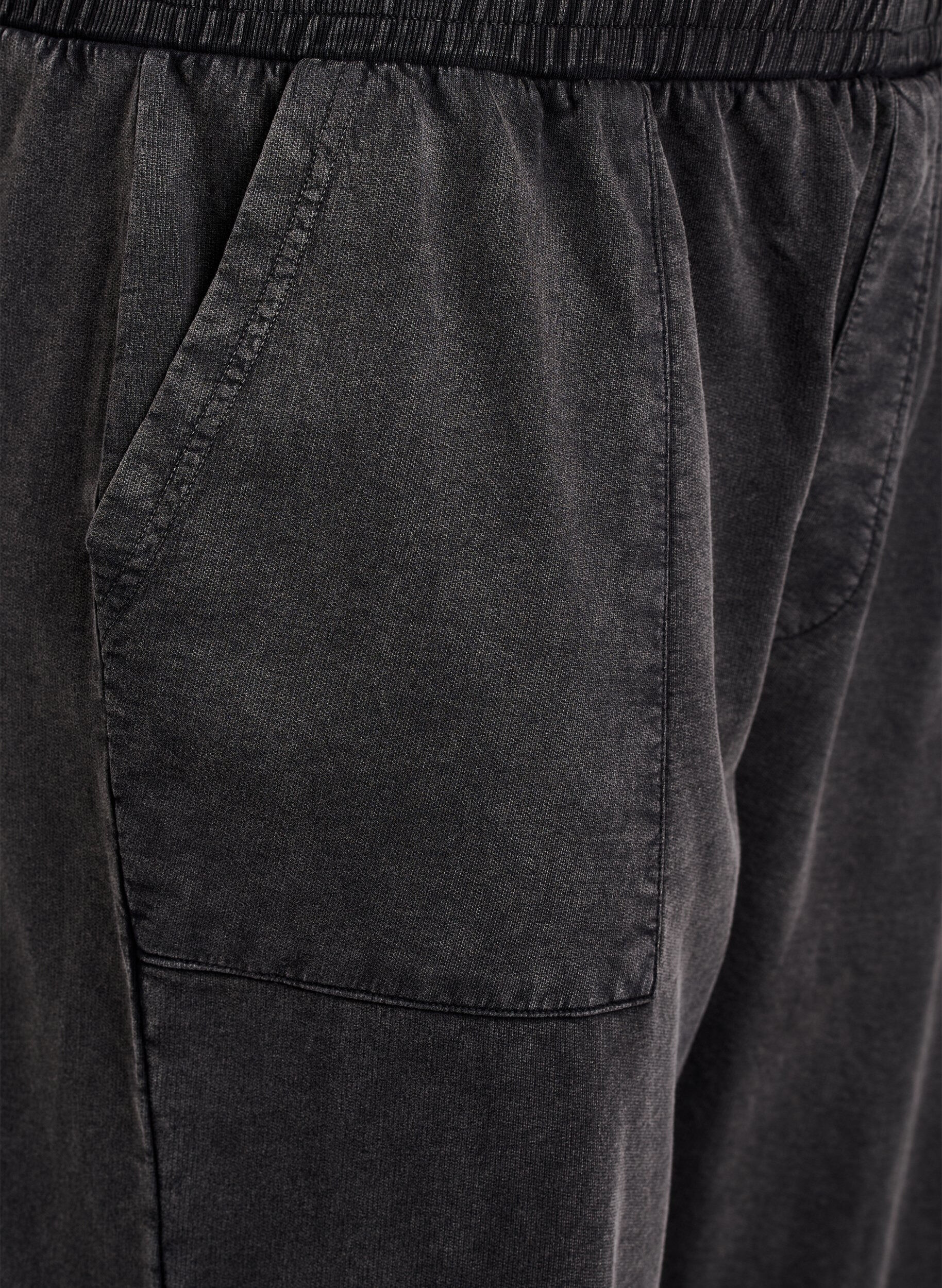 Zizzi Sweatpants med vida ben med tv&auml;ttad effekt, Gr&aring;, Packshot image number 2