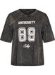 Oversized t-shirt i ekologisk bomull med collegetryck, Svart, Packshot image number 0