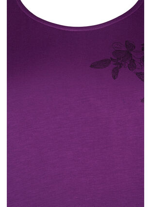 Kortärmad t-shirt i viskos med blommönster , Grape Juice Flower, Packshot image number 2