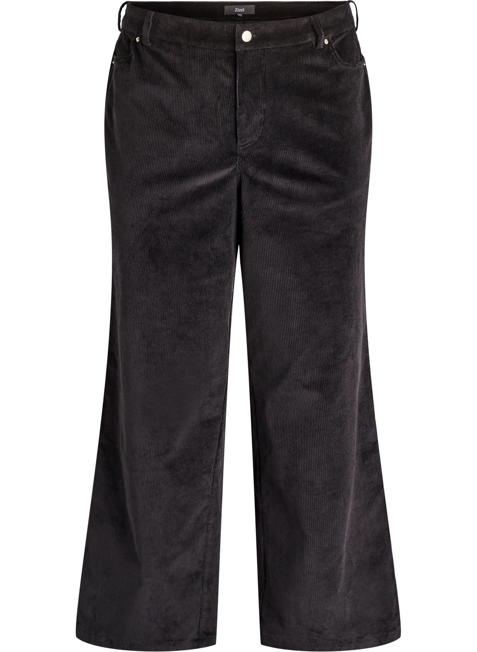 Byxor i manchester med h&ouml;g midja och vida ben