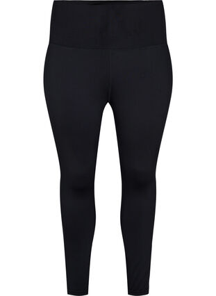Ankellånga leggings med blixtlås, Black, Packshot image number 0