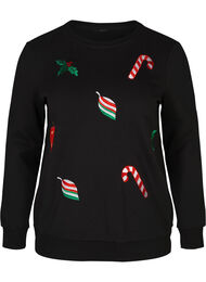 Sweatshirt med julmotiv, Black