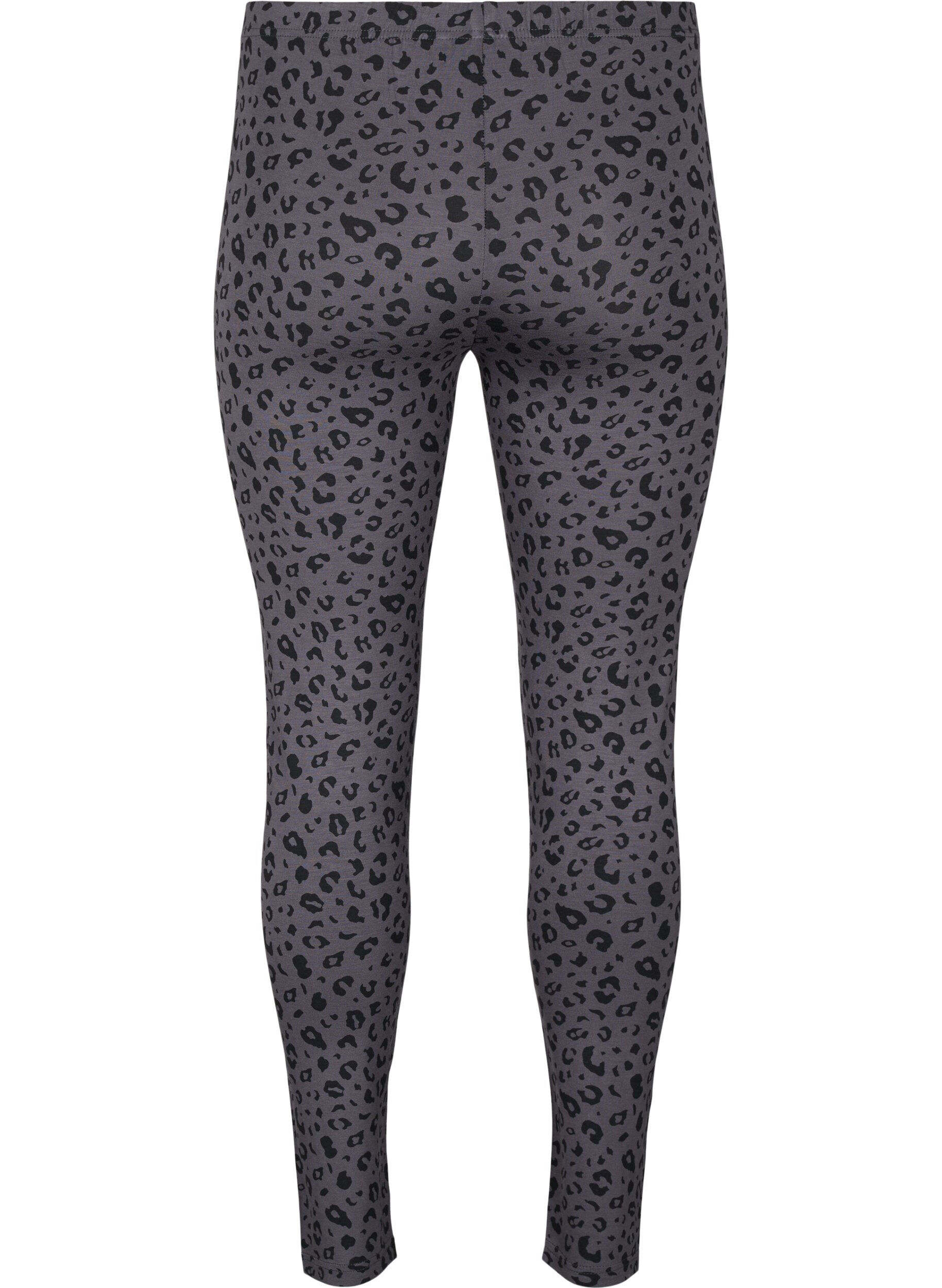 Zizzi Viskos leggings med leopardm&ouml;nster, Gr&aring;, Packshot image number 1