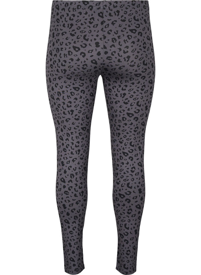 Viskos leggings med leopardmönster, Grå, Packshot image number 1