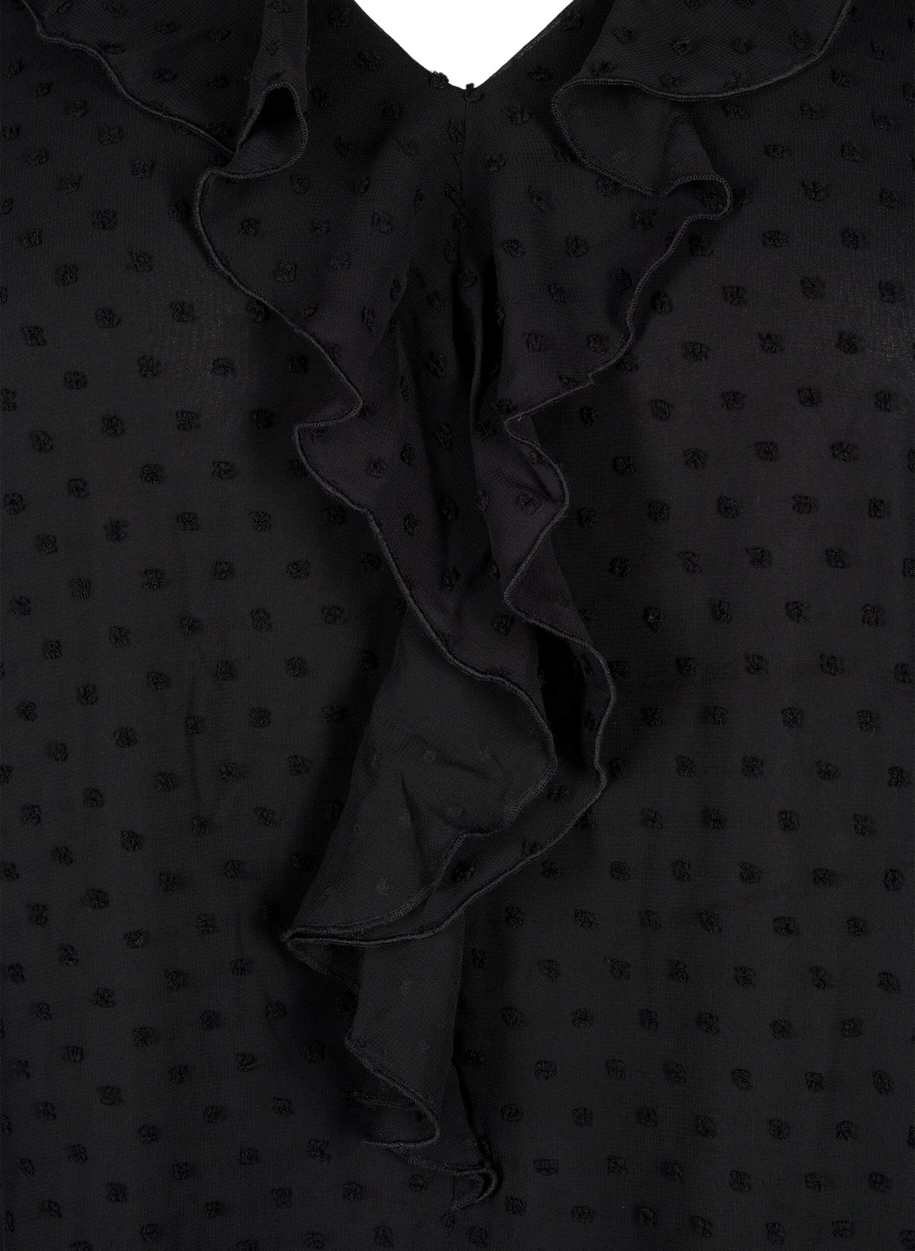 Zizzi Tunika med volanger och prickig struktur, Black, Packshot image number 2