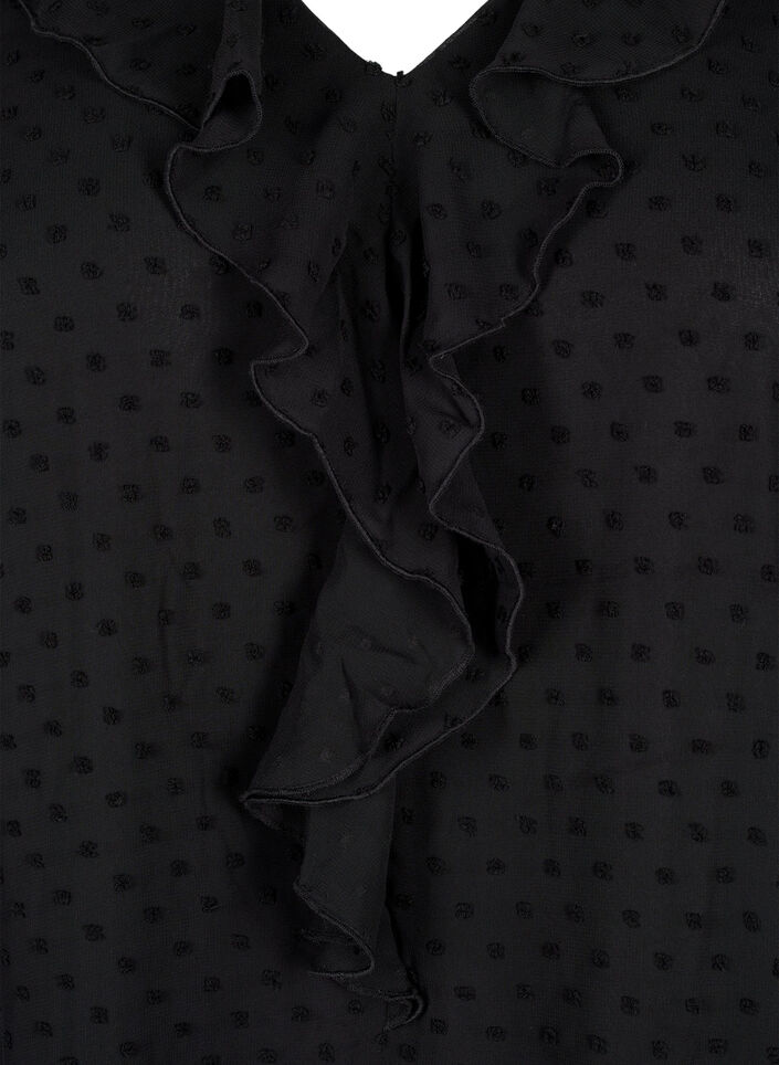 Tunika med volanger och prickig struktur, Black, Packshot image number 2