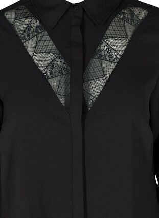 Långärmad tunika med spetsdetaljer, Black, Packshot image number 2