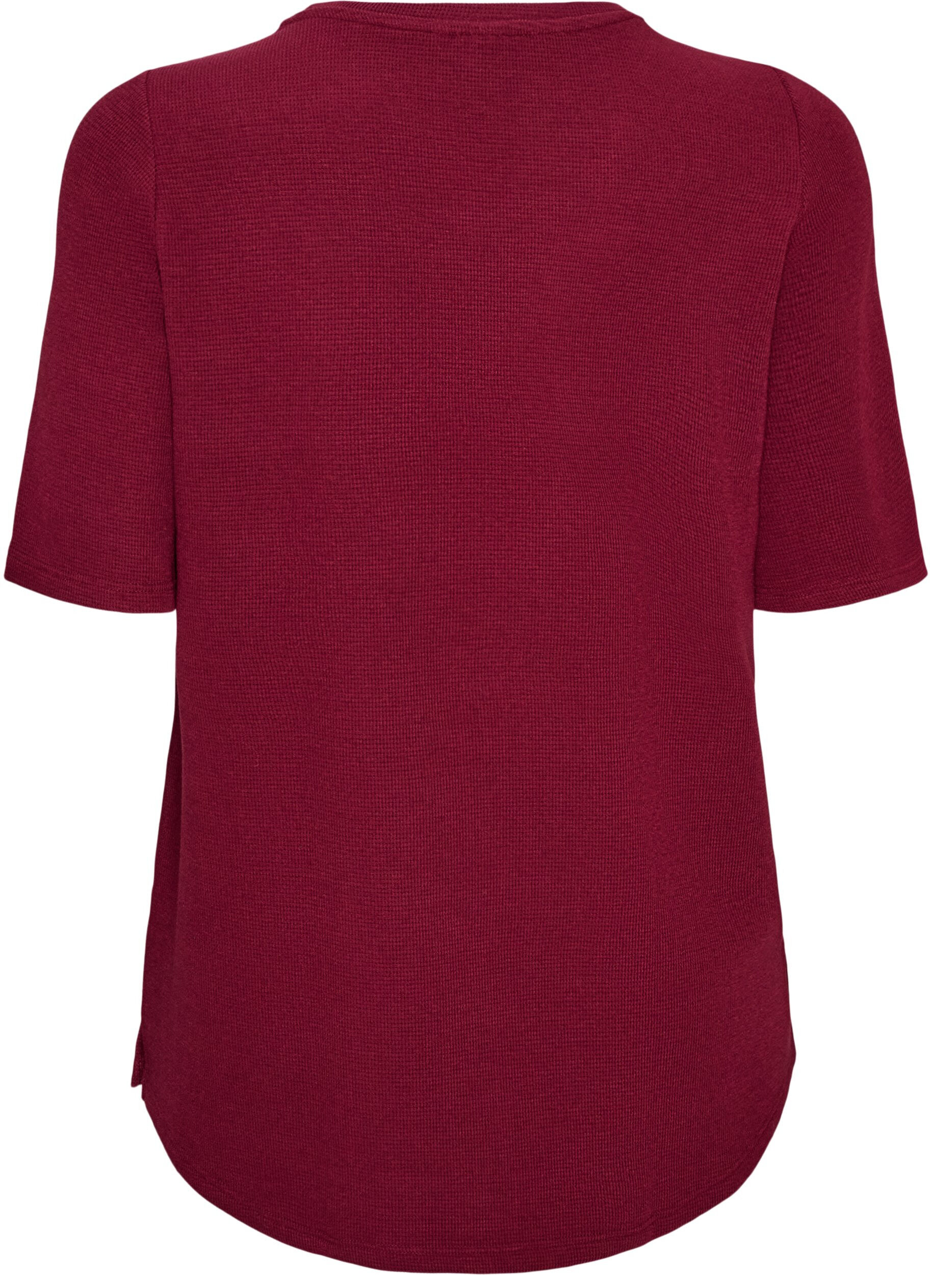 ZizziStrukturerad blus med armb&aring;gsl&aring;nga &auml;rmar, R&ouml;d, Packshot image number 1