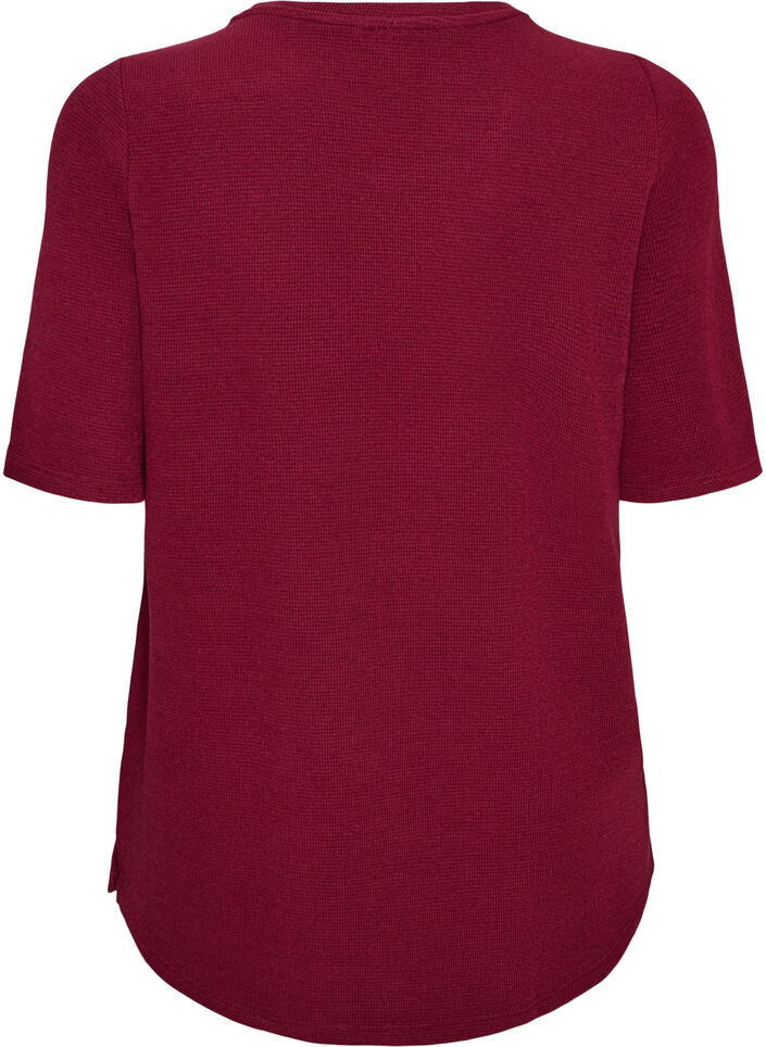 Strukturerad blus med armb&aring;gsl&aring;nga &auml;rmar, R&ouml;d, Packshot image number 1