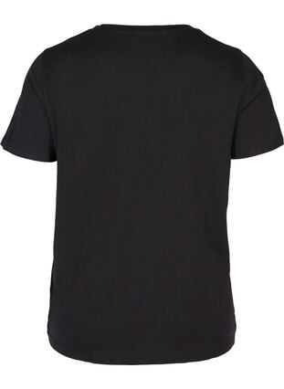 T-shirt i bomull med tryck , Black, Packshot image number 1
