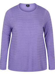 Stickad tröja med strukturerat mönster och rund hals, Paisley Purple