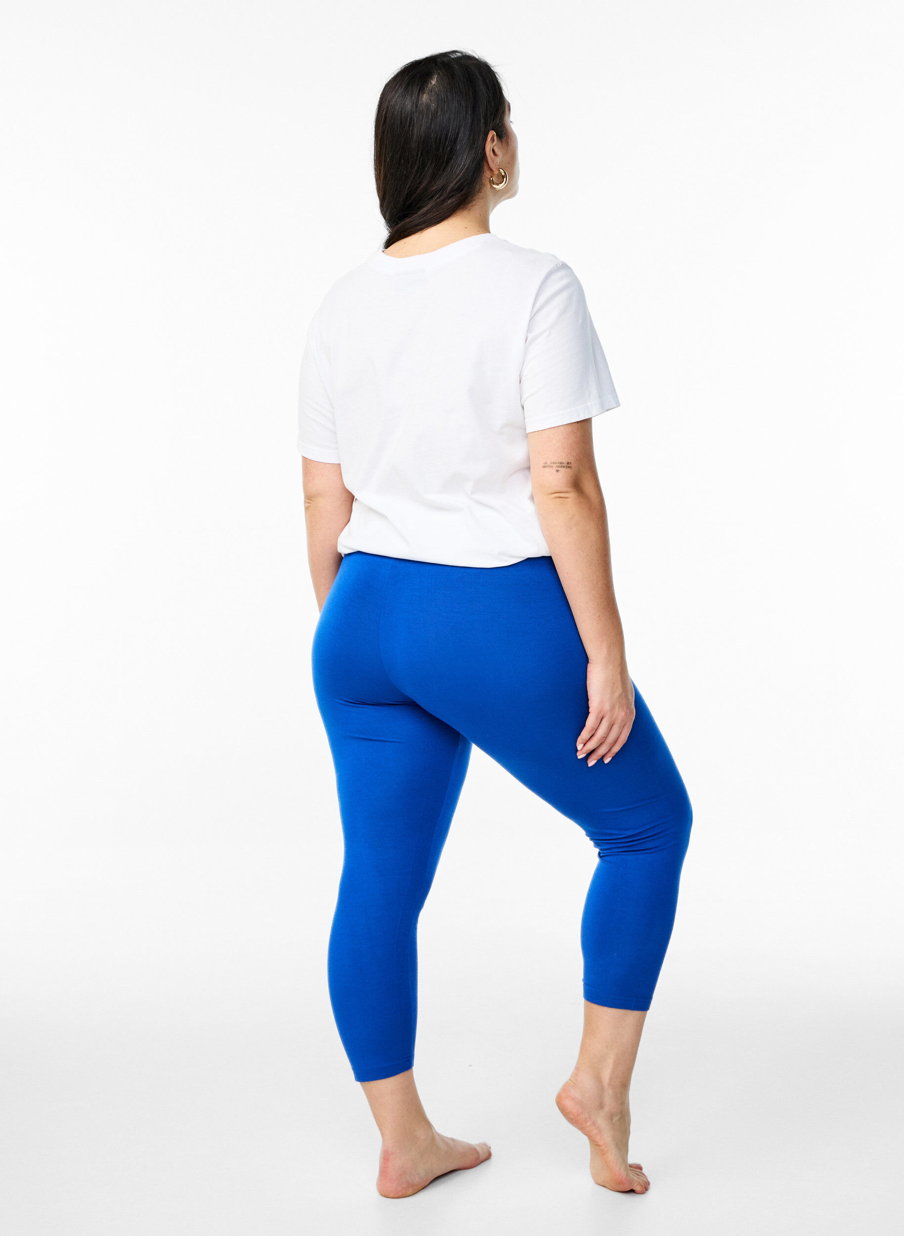 Zizzi 3/4 bas-leggings, Bl&aring;, Model image number 2