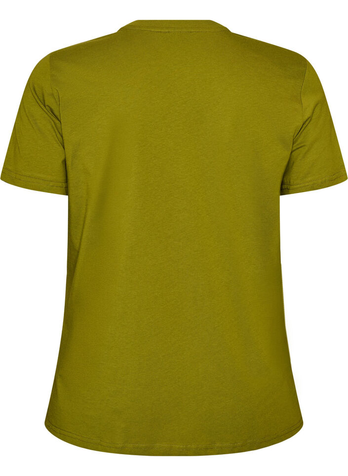 Enkel t-shirt i bomull med rund halsringning, Gr&ouml;n, Packshot image number 1