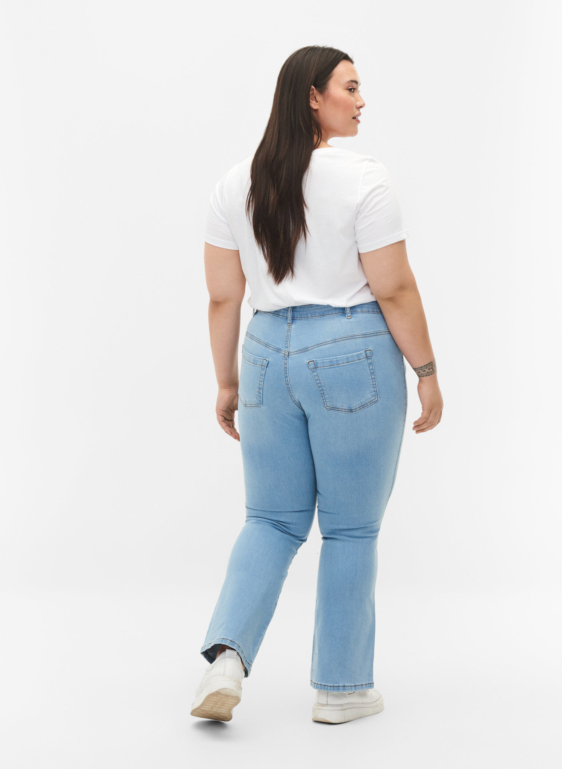 Zizzi Ellen bootcut jeans med h&ouml;g midja, Bl&aring;, Model image number 1