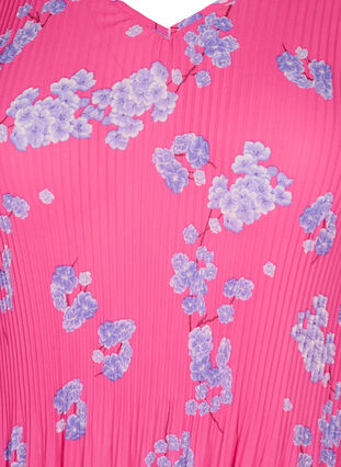 Blommig plisserad blus, Beetroot Purple AOP, Packshot image number 2