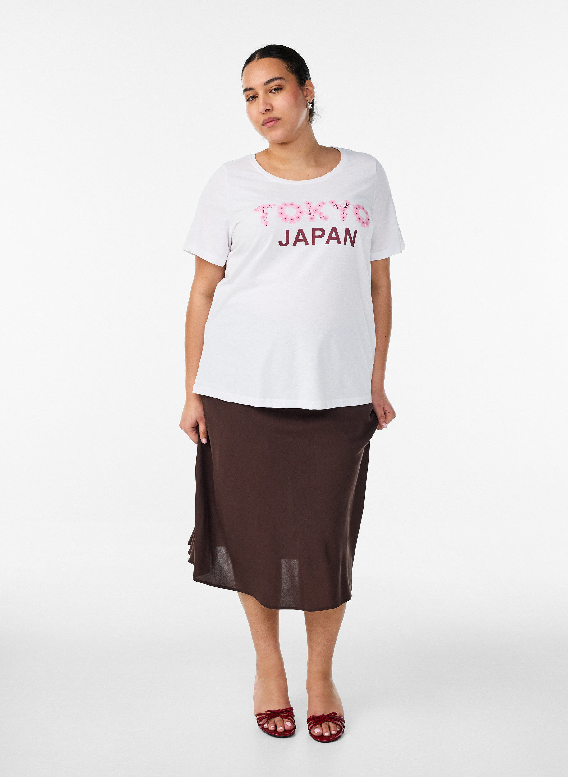 ZizziT-shirt med tryck, Vit, Model image number 1