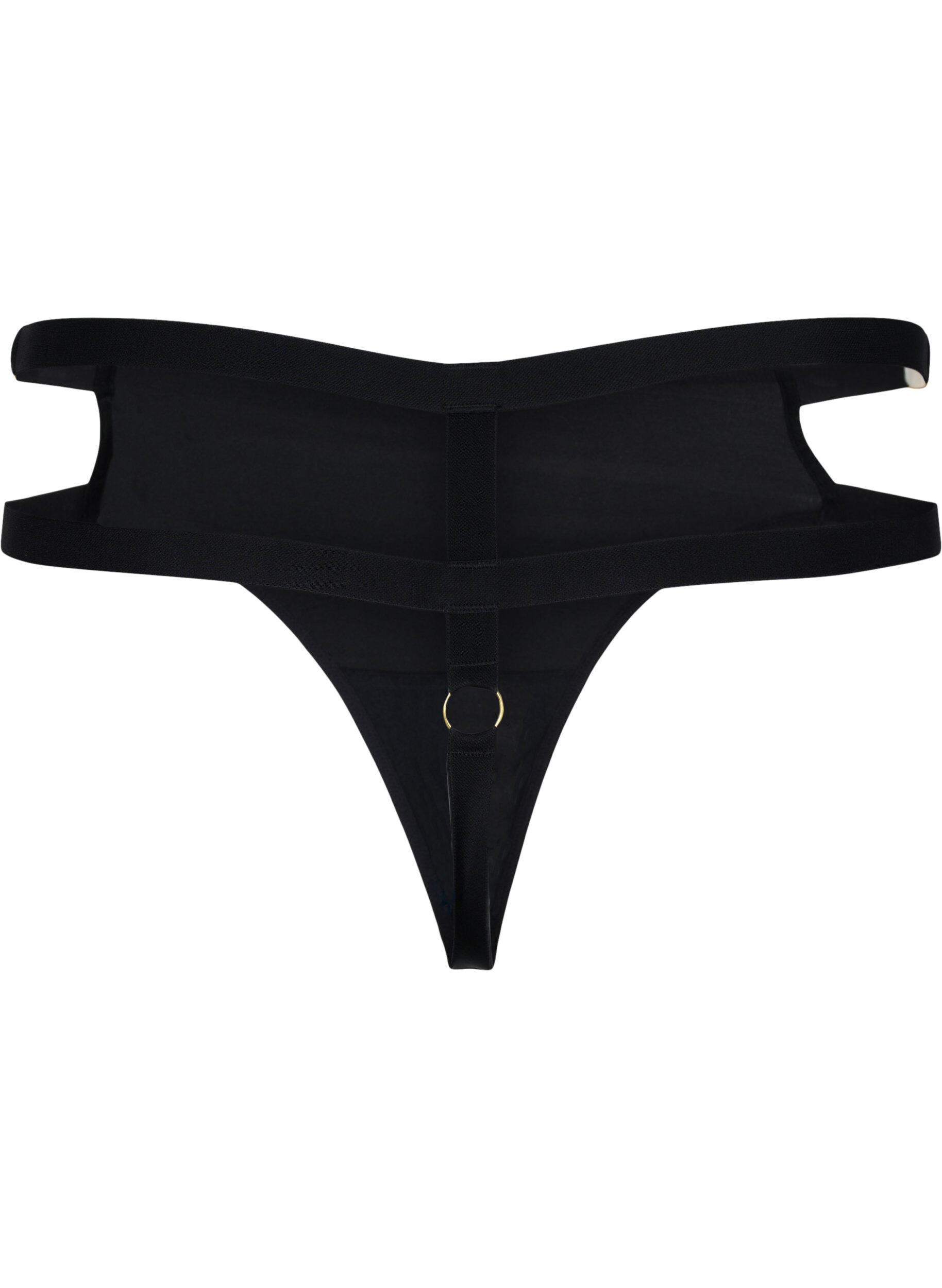 Zizzi G-string trosor med bel&auml;ggning och sn&ouml;rning, Black, Packshot image number 1