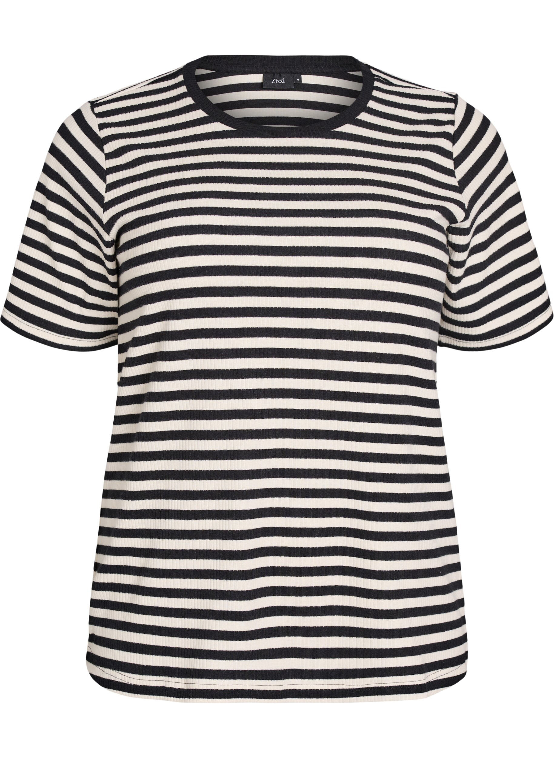 Randig t-shirt med ribbad struktur