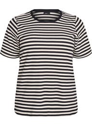 Randig t-shirt med ribbad struktur, Svart