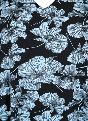 Klänning med V-ringning och tryck, Black B. Flower AOP, Packshot image number 2