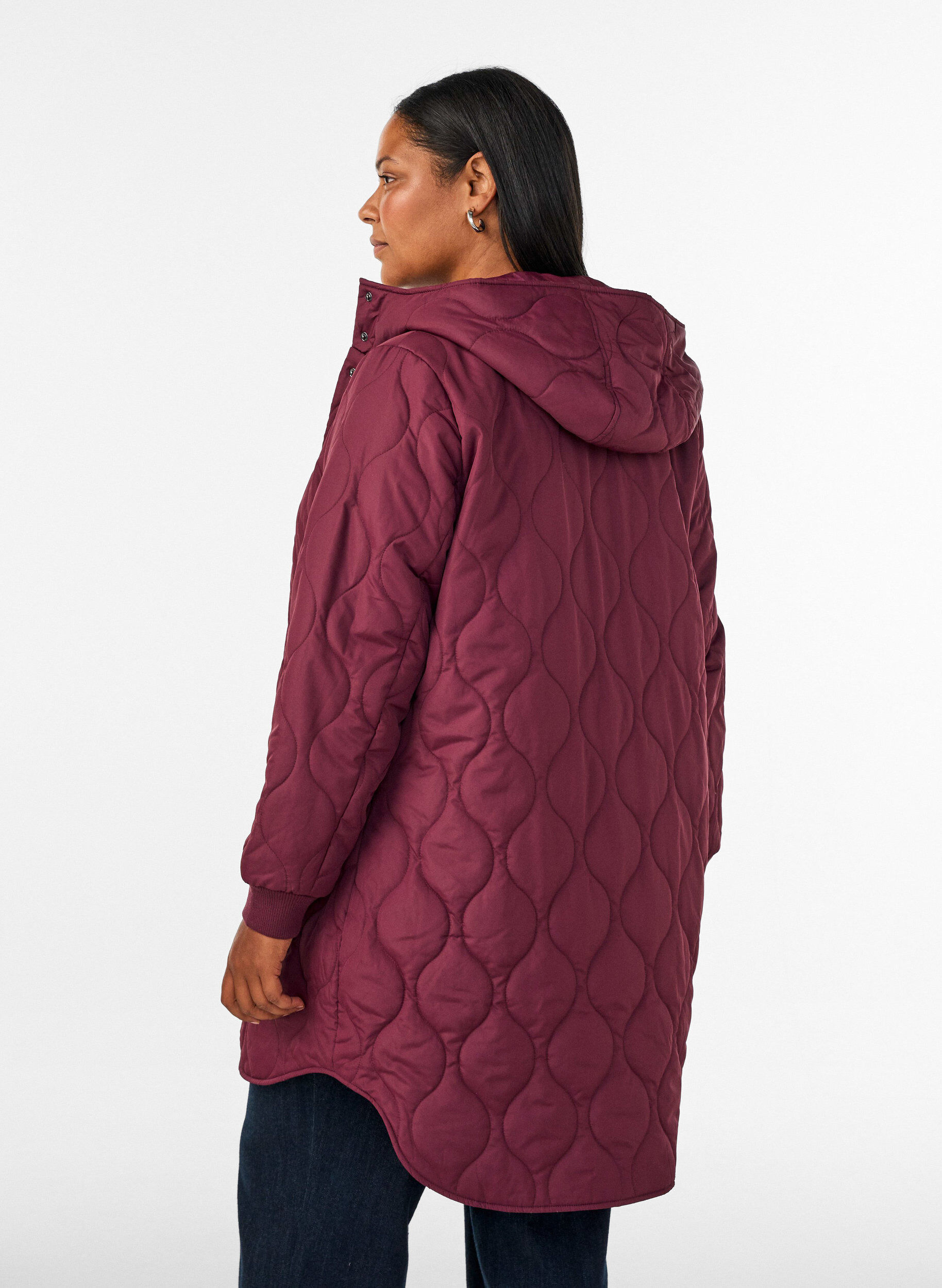 ZizziMell&aring;ng quiltad jacka med huva, 0655, Model image number 2