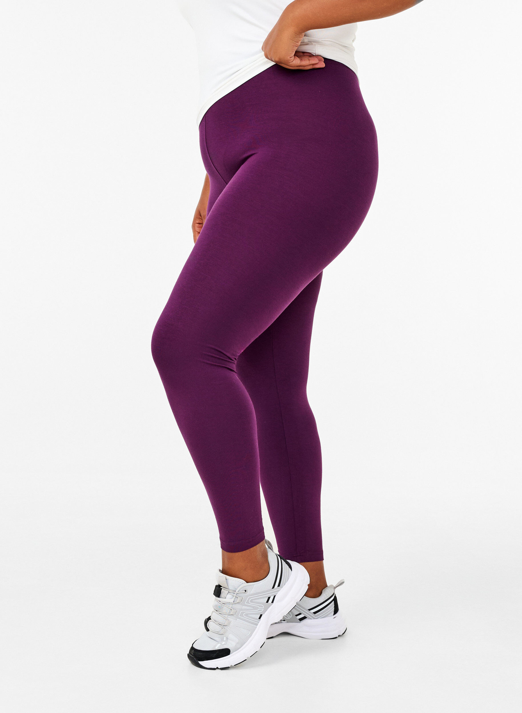 Zizzi Basic leggings i viskos, Lila, Model image number 0