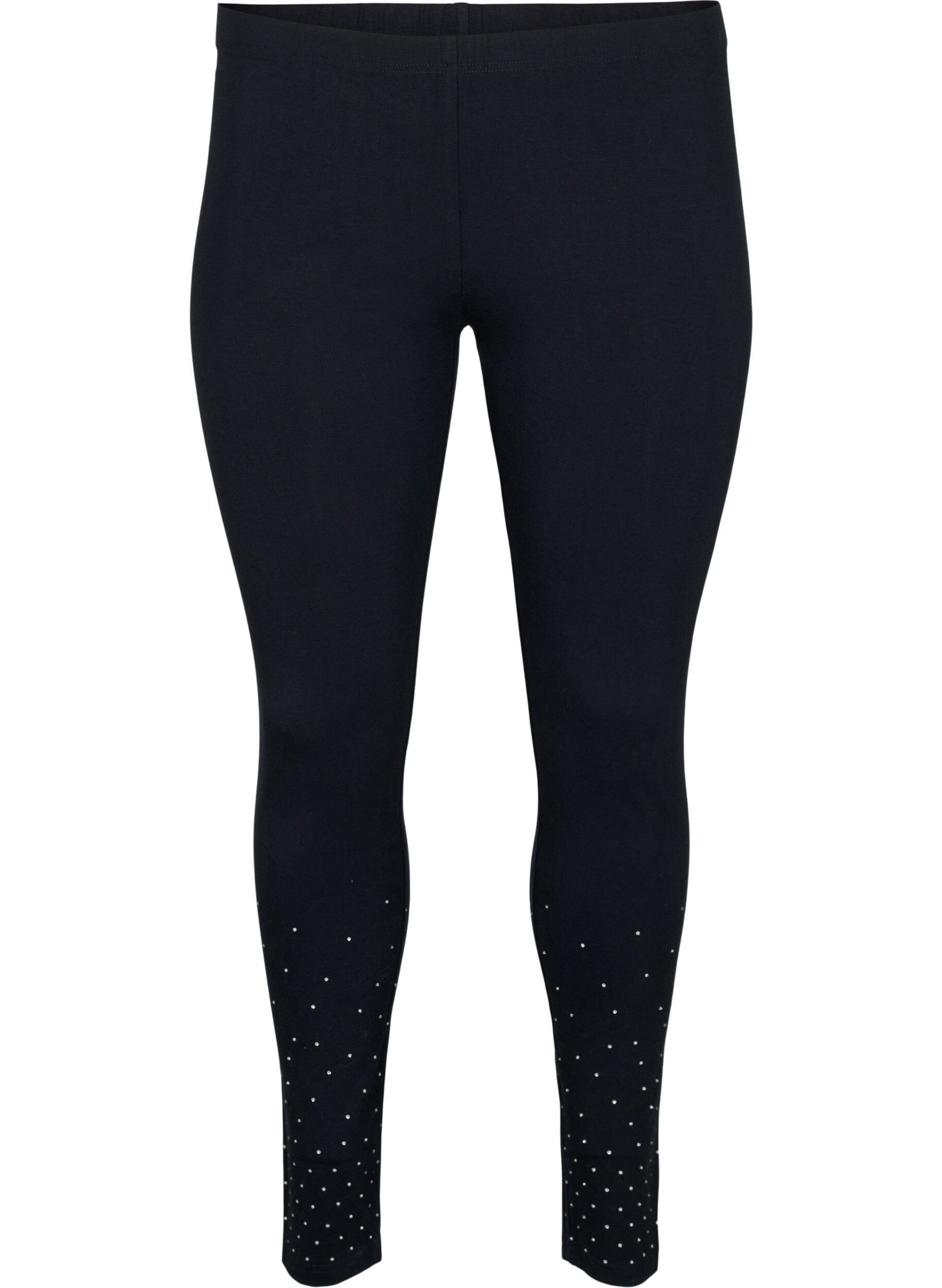 Zizzi Leggings i viskos med strass, Black, Packshot image number 0