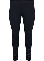 Leggings i viskos med strass, Black