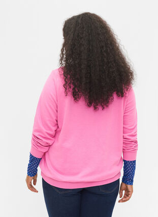 Sweatshirt i bomull med texttryck, Wild Orchid, Model image number 1