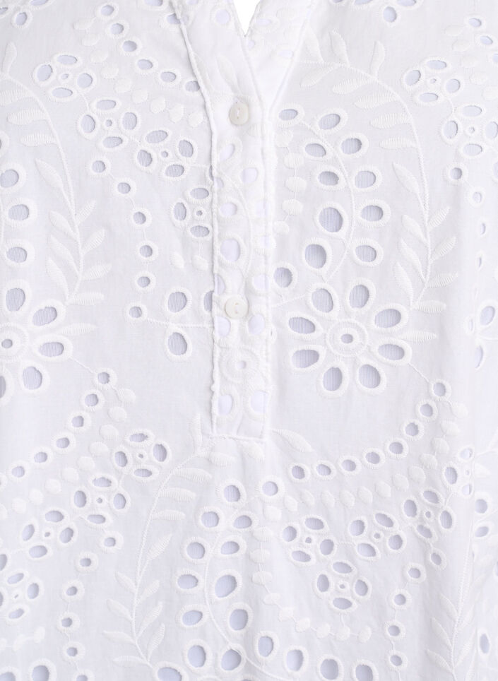 Kl&auml;nning i broderie anglaise med volang&auml;rmar, Vit, Packshot image number 2