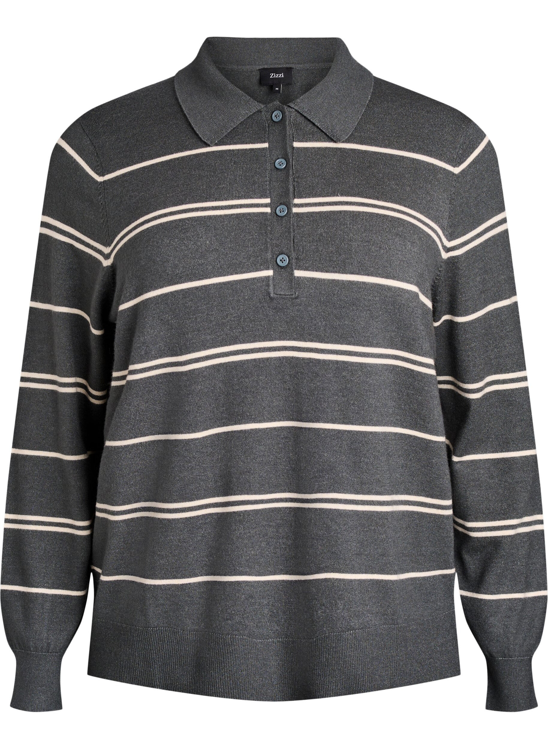 Stickad blus med krage