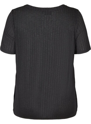 T-shirt med resår i fållen, Black, Packshot image number 1