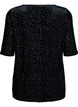 Blus med korta ärmar och leopardmönster, Svart, Packshot image number 1