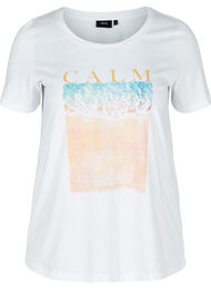 T-shirt i bomull med tryck, Bright White CALM