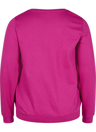 Sweatshirt i bomull med texttryck, Festival Fuchsia, Packshot image number 1