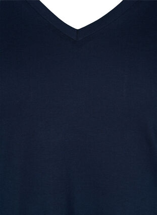 T-shirt i ekologisk bomull med v-ringning, Navy Blazer, Packshot image number 2