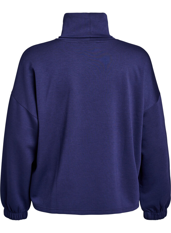 Blus med polokrage i modalmix, Blå, Packshot image number 1