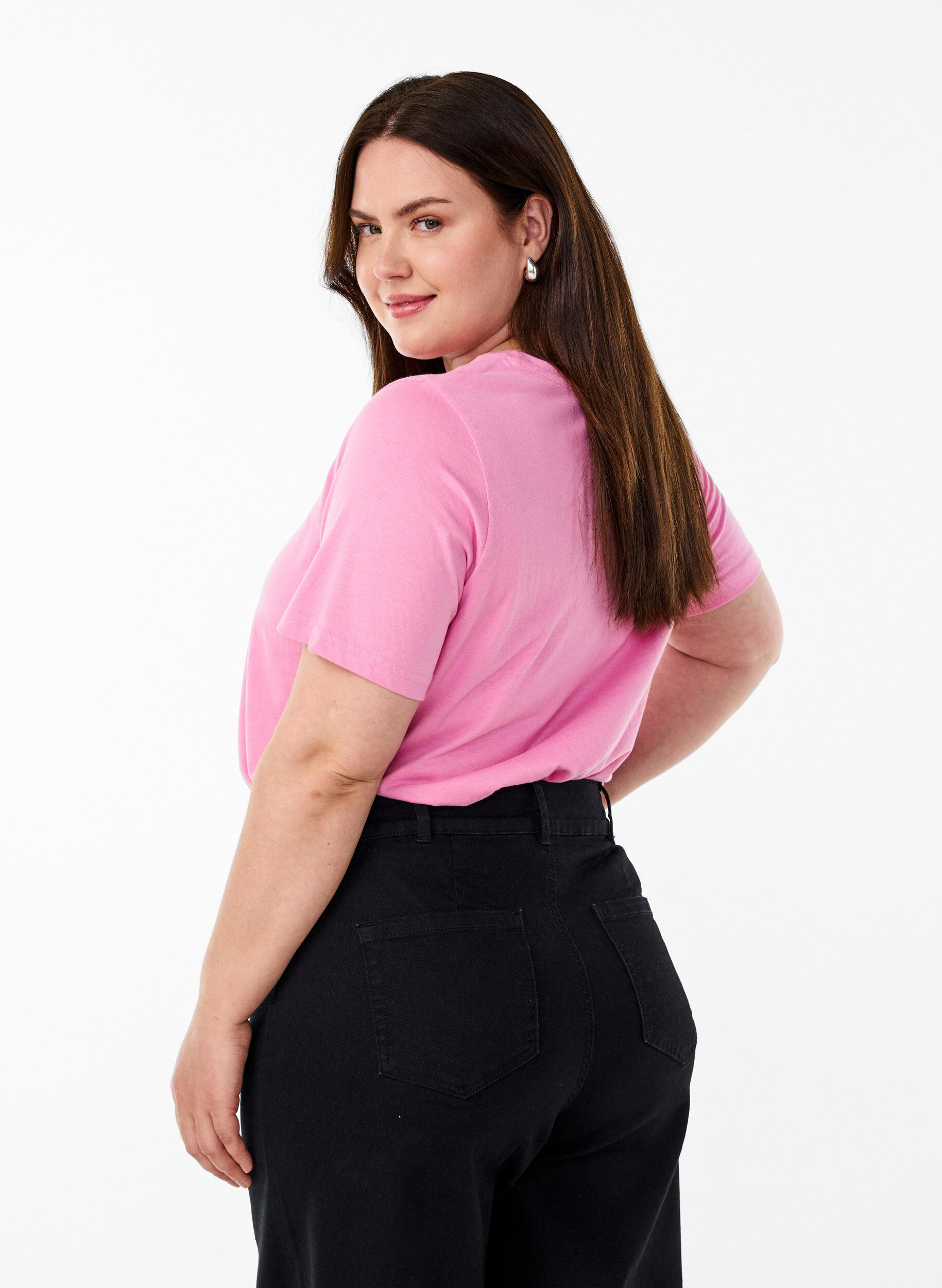 Zizzi FLASH - T-shirt med tryck, Rosa, Model image number 2