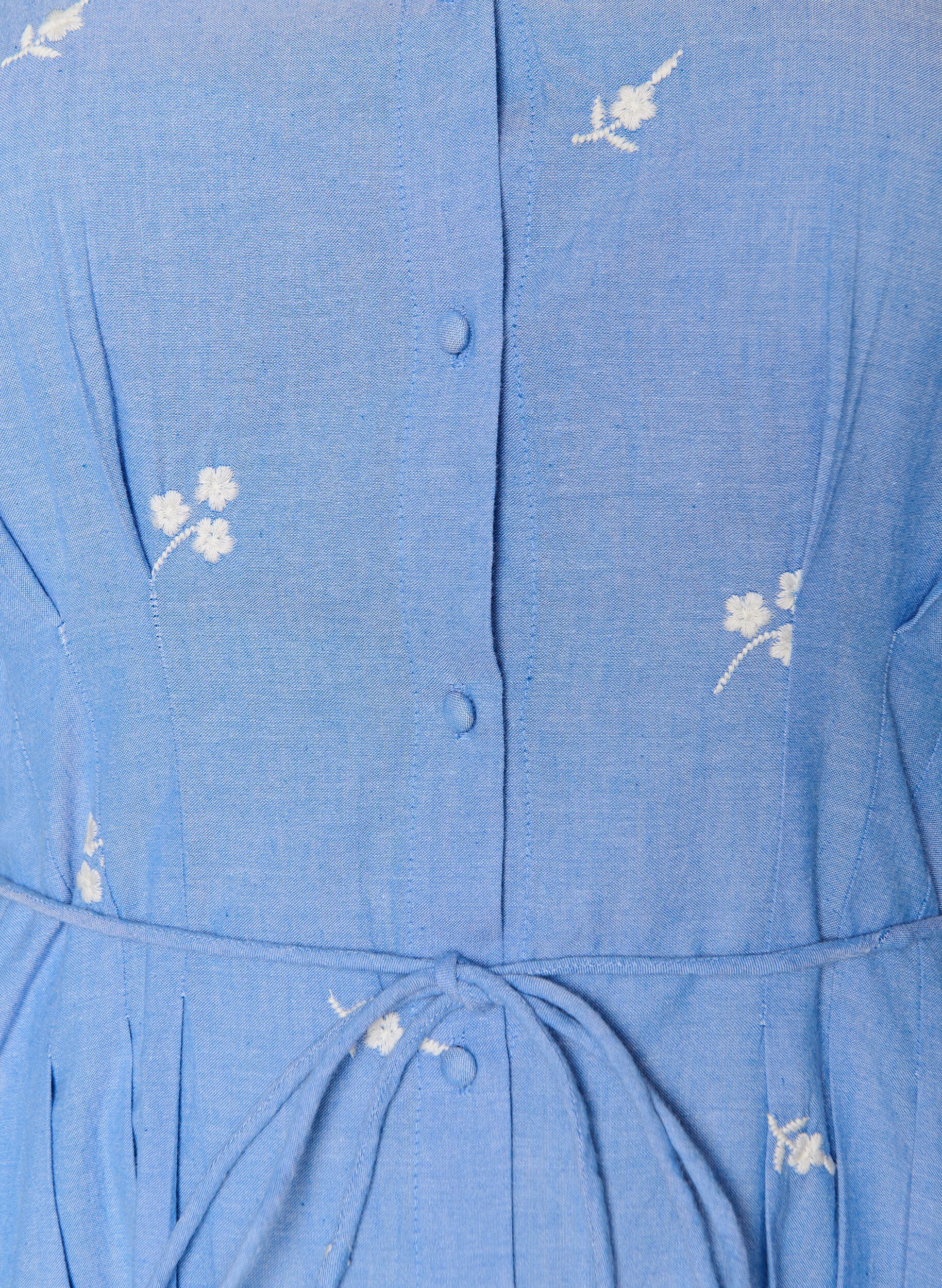 ZizziSkjortkl&auml;nning i bomull med broderade blommor, Bl&aring;, Packshot image number 2