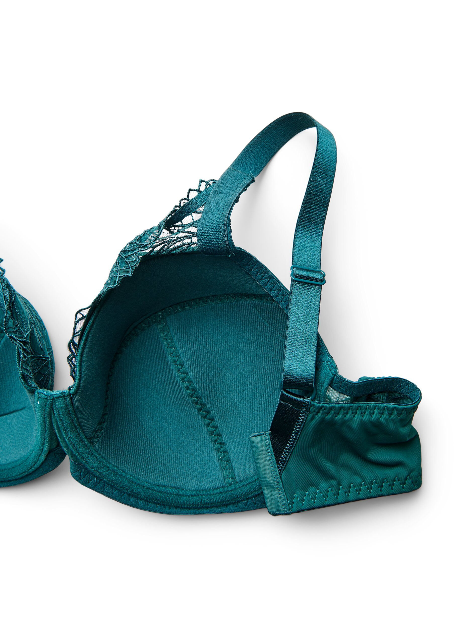 ZizziVadderad spets-BH med bygel, Gr&ouml;n, Packshot image number 3