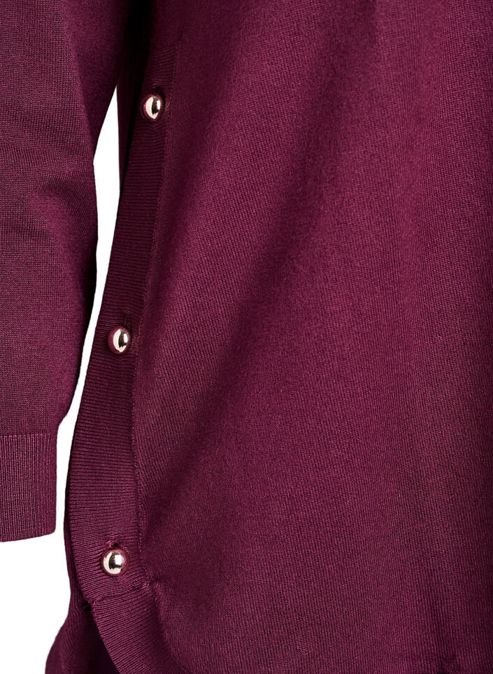 Stickad blus med knappar i sidan, R&ouml;d, Packshot image number 3