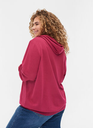 Sweatshirt med huva och ficka, Sangria, Model image number 1