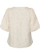 Blus i jacquard med puff&auml;rmar och a-linjeformad passform, Vanilla, Packshot image number 1